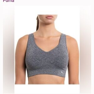 Puma tag free Charcoal Gray Seamless sports bra bralette cups adjustable strap M